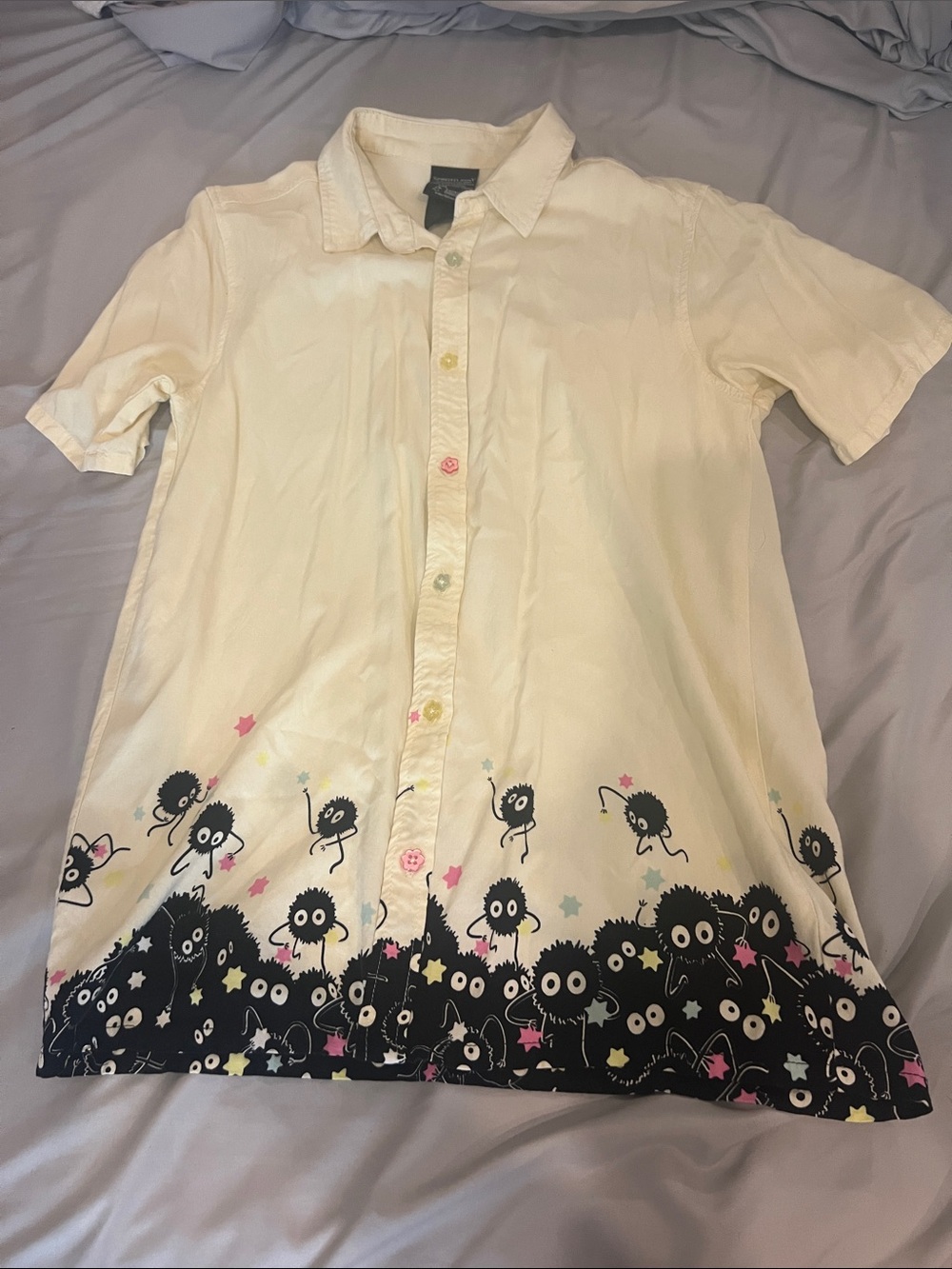 Cream Short-Sleeve Button-Down Shirt spirited away
